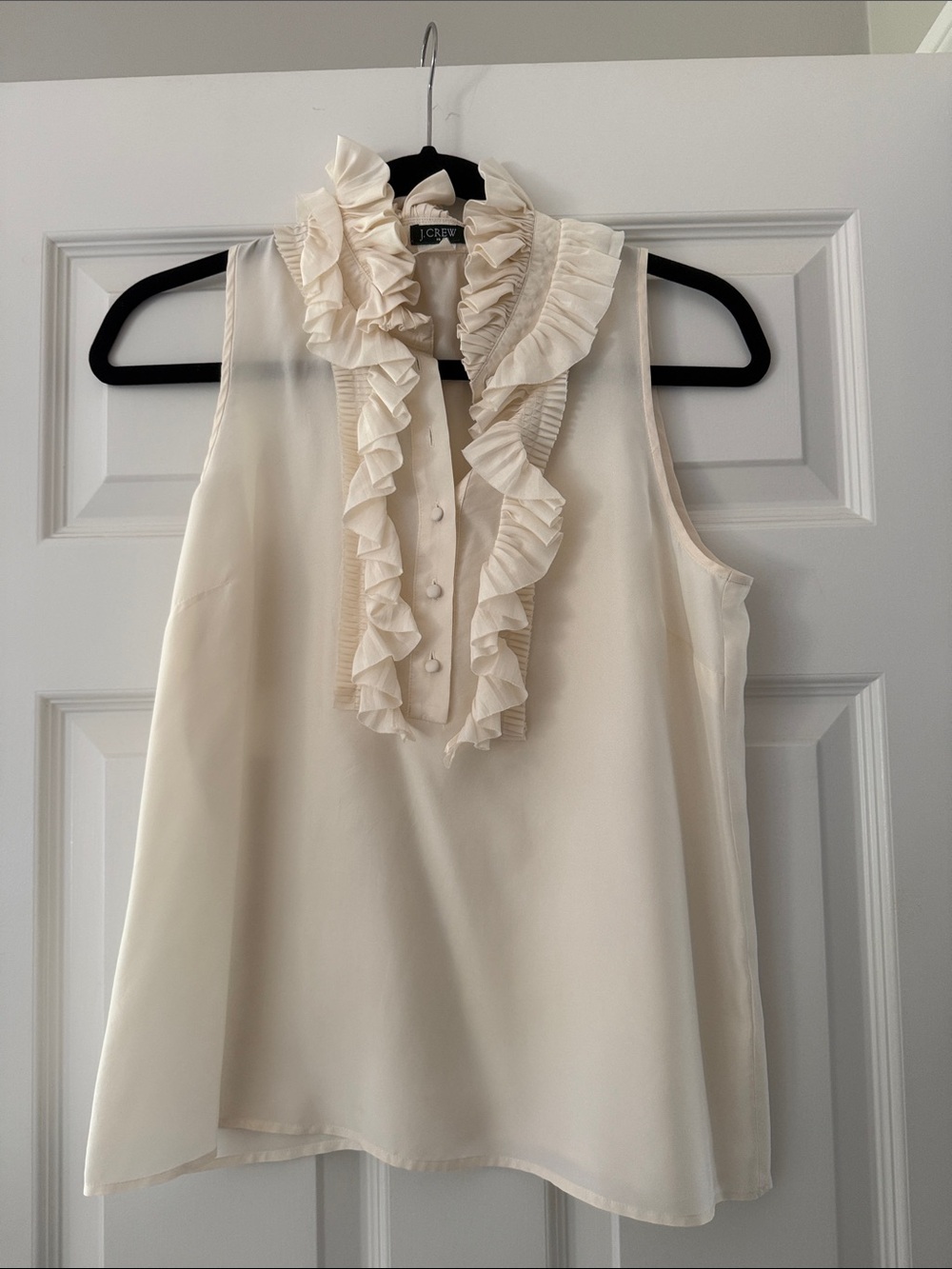 J. Crew Cream Ruffle-Front Sleeveless Camisole